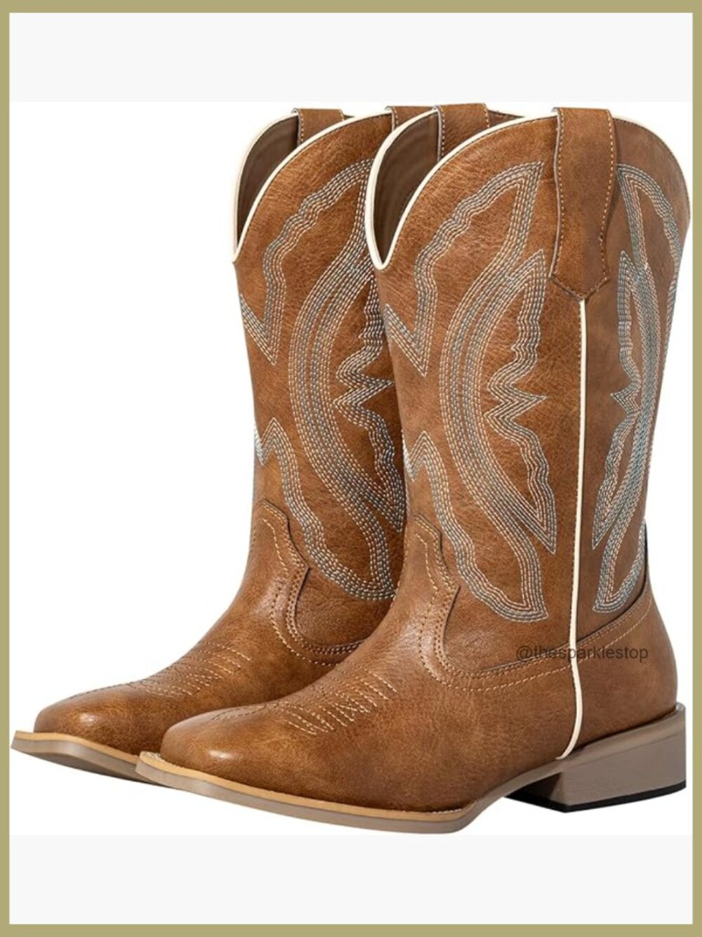 Extra Wide Calf Cowboy Boots Square Toe Western Cowgirl Boots for Thick Calves